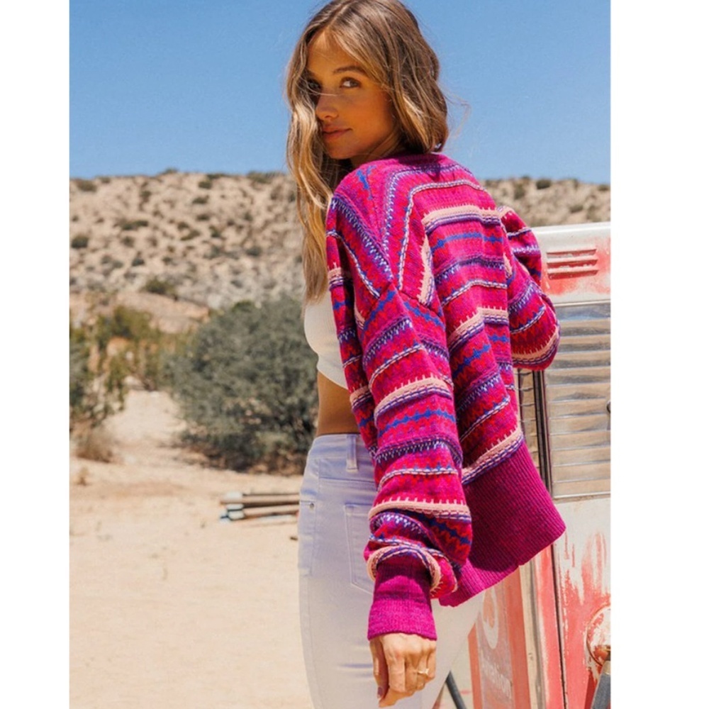 Magenta Open Front Cardigan